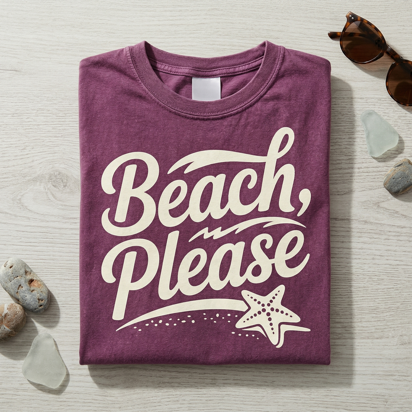Custom Beach Please Shirt, Retro Summer Vacation Tee, Funny Beach T-Shirt, Personalized Girls Trip Shirt, Starfish Ocean Lover Gift