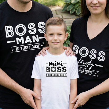 Boss Family Matching Shirts, Mini Boss Real Boss Tee, Boss Lady Boss Man Shirt Set, Funny Family Reunion Outfits, Custom New Parent Gift