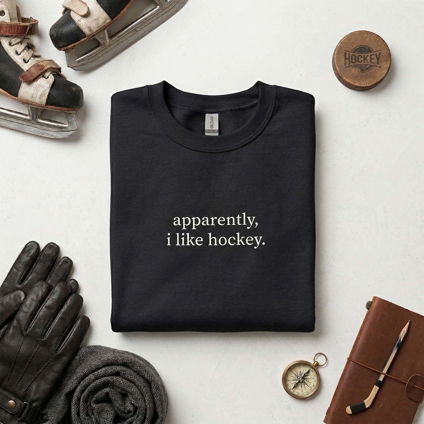 Maroon Hockey Sweatshirt | Minimalist Crewneck, Game Day Pullover