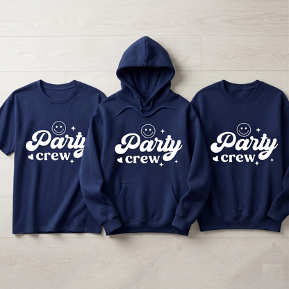 Personalized Group Event Sweatshirt, Matching Party Trip Shirts, Groovy Party Crew Tee, Party Outfits, Birthday Party Crew Hoodies