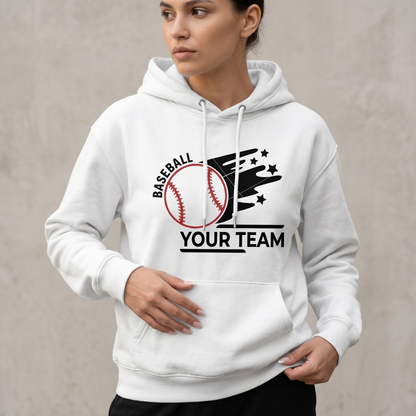 Custom Baseball Team Hoodie, Personalized Baseball Mascot Sweatshirt, Custom Youth Baseball Gear, Personalized Baseball Mom Hoodie