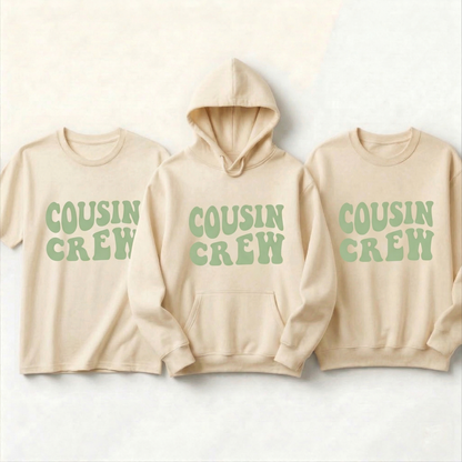 Custom Cousin Crew Shirt, Retro Wavy Cousin Hoodie, Matching Family Vacation Sweatshirt, Personalized Family Reunion Gift
