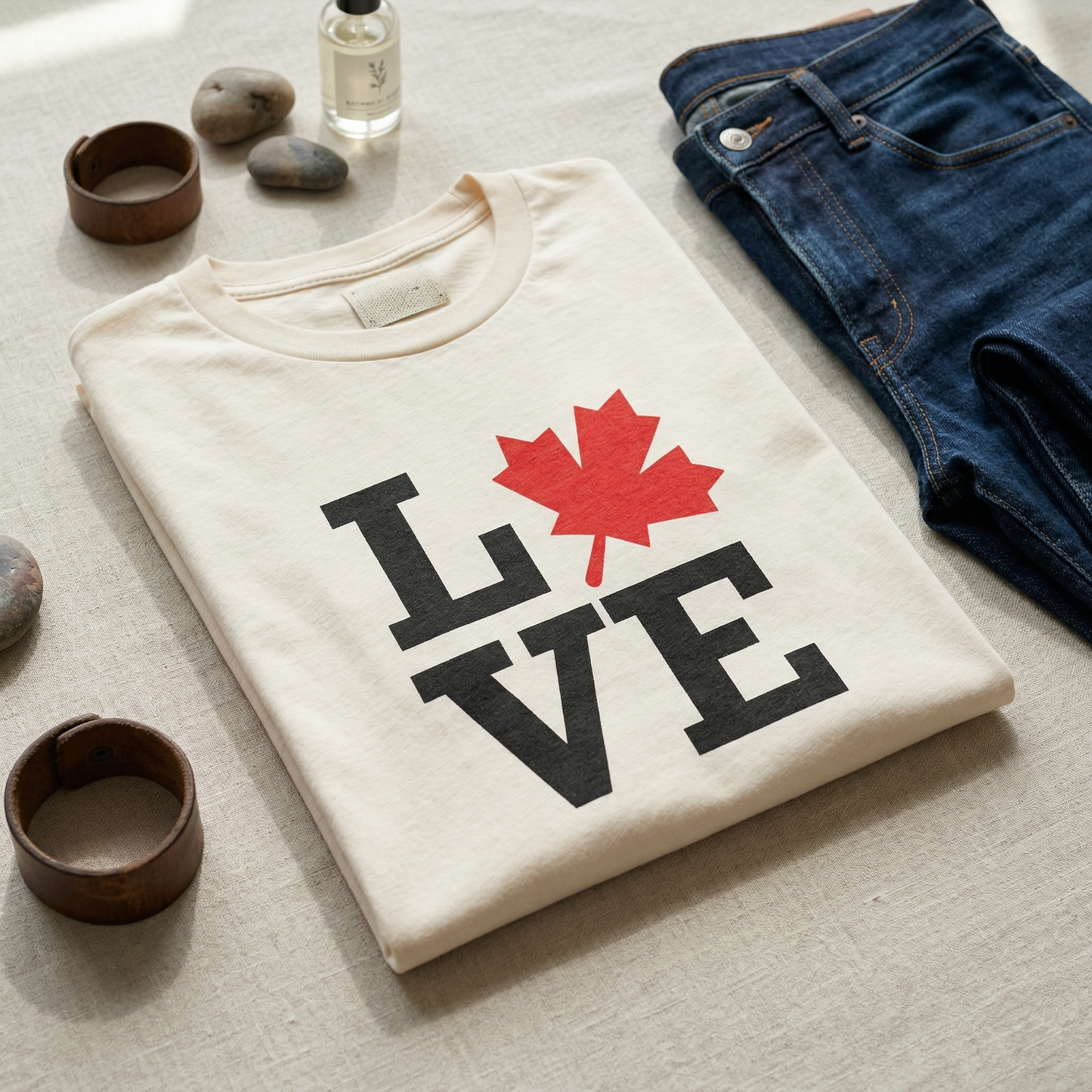 Custom Canadian Maple Leaf Love Sweatshirt - Personalized Canada Heart Crewneck - Minimalist Red Leaf Pullover - Unisex Canada Day Gift