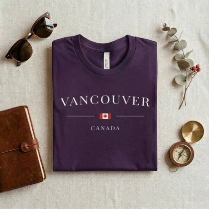 Vancouver Canada Shirt | Minimalist Canadian Flag T-Shirt | Travel Souvenir Tee | British Columbia Gift | Classic Unisex Graphic Top