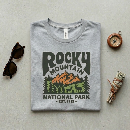 Rocky Mountain National Park Shirt | Retro Colorado T-Shirt | Vintage Hiking Tee | Outdoorsy Granola Girl Apparel | Nature Lover Gift