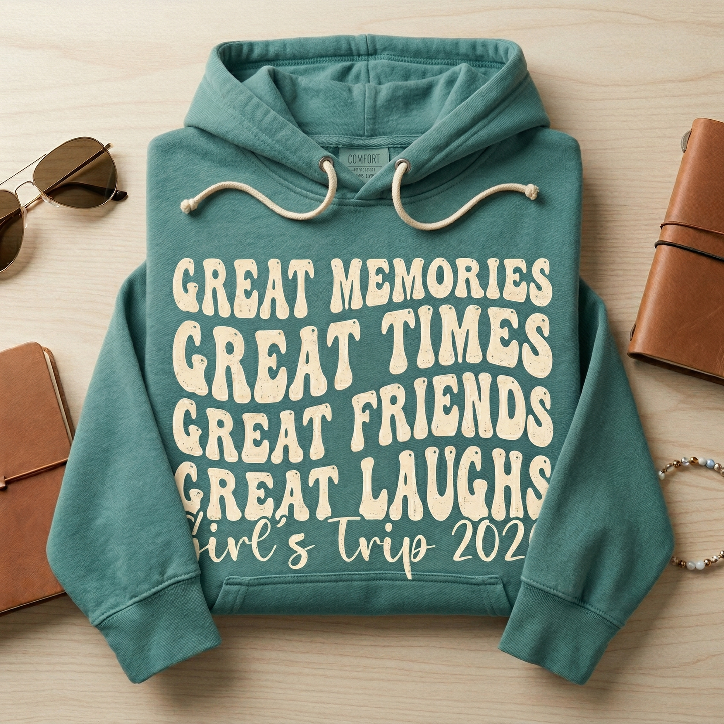Custom Girl's Trip Shirt, Retro Girls Tee, Great Memories Great Times Shirt, Personalized Bachelorette Party Top, Teal Matching Bestie Shirt