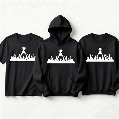 Custom Championship Trophy Hoodie, Personalized Victory Celebration Shirt, Game Day Champion Sweatshirt, Football Soccer Trophy Gear