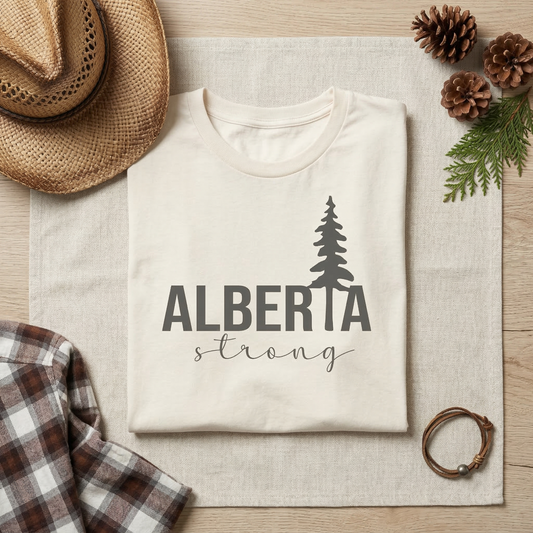 Alberta Strong T-Shirt | Alberta Canada Pine Tree Graphic Tee | Minimalist Alberta Souvenir | Rocky Mountains Nature Shirt | Local Pride Unisex Top