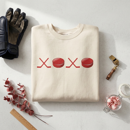 XOXO Hockey Sweatshirt | Preppy Hockey Mom Crewneck | Gameday Apparel Sticks Pucks Pullover