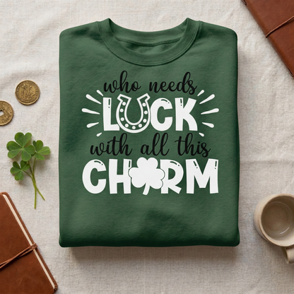 Retro Charm Sweatshirt, St Patrick's Day Crewneck, Shamrock Sweater, Lucky Vibes