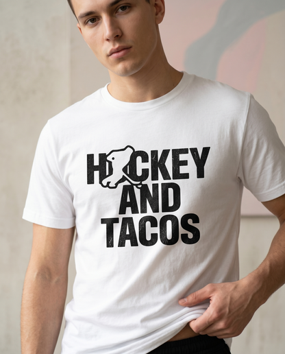 Custom Hockey and Tacos Hoodie, Funny Hockey Shirt with Name, Personalized Hockey Player Gift, Hockey Taco Lover Sweatshirt