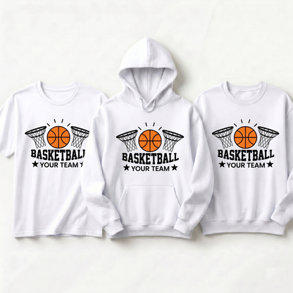 Custom Basketball Team Apparel - Personalized Basketball Hoodie, Sweatshirt, or T-Shirt - Custom Team Name Shirt, Basketball Coach Gift