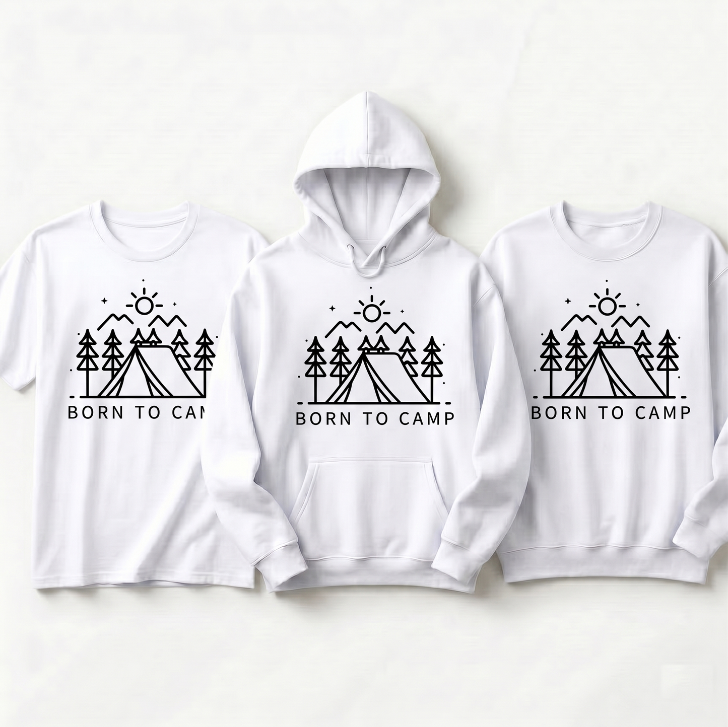 Born To Camp Sweatshirt, Custom Camping Hoodie, Personalized Outdoors Shirt, Minimalist Adventure Tee, Matching Family Camping Trip Gift