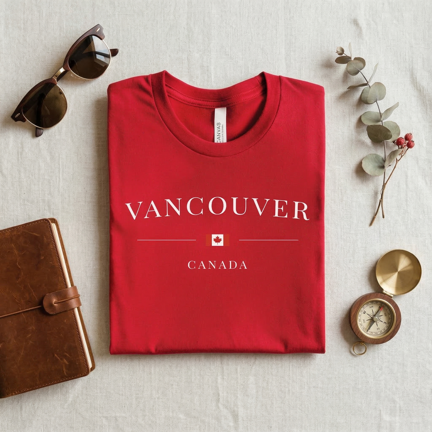 Vancouver Canada Shirt | Minimalist Canadian Flag T-Shirt | Travel Souvenir Tee | British Columbia Gift | Classic Unisex Graphic Top