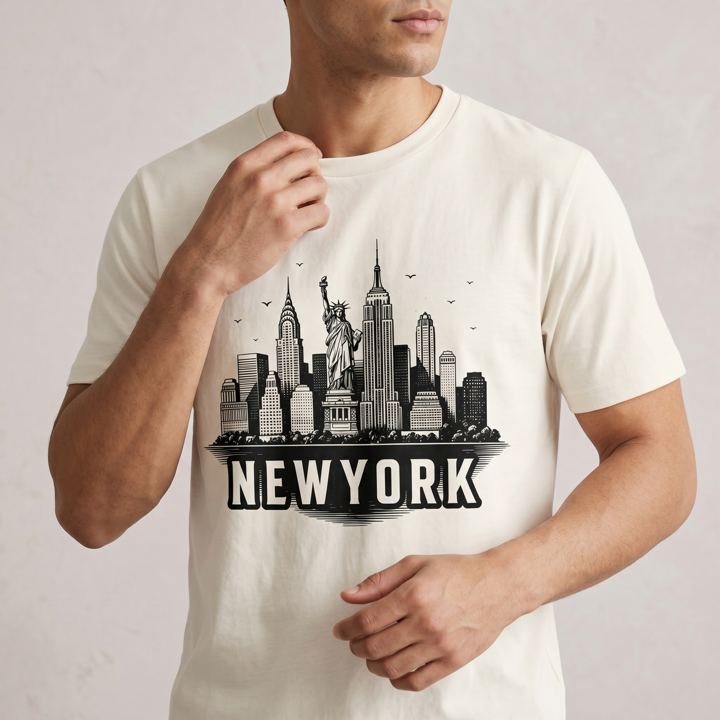 Custom New York City T-Shirt - Minimalist NYC Skyline Shirt- New York Vacation Souvenir - Custom City Apparel Gift