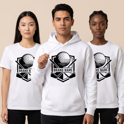 Custom Golf Crest Hoodie, Personalized Golf Ball Sweatshirt, Country Club T-Shirt, Custom Logo Golf Apparel, Personalized Gift for Golfer