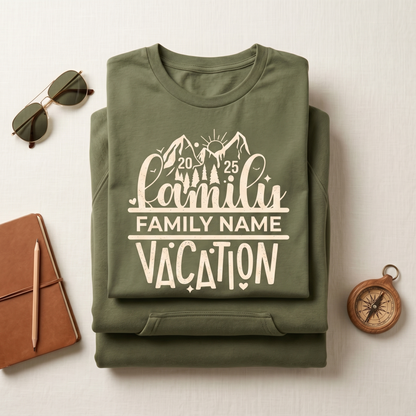Custom Family Name Vacation 2025 Shirts, Personalized Family Trip Matching Hoodies, 2026 Family Reunion Sweatshirts, Mountain Hiking Gift