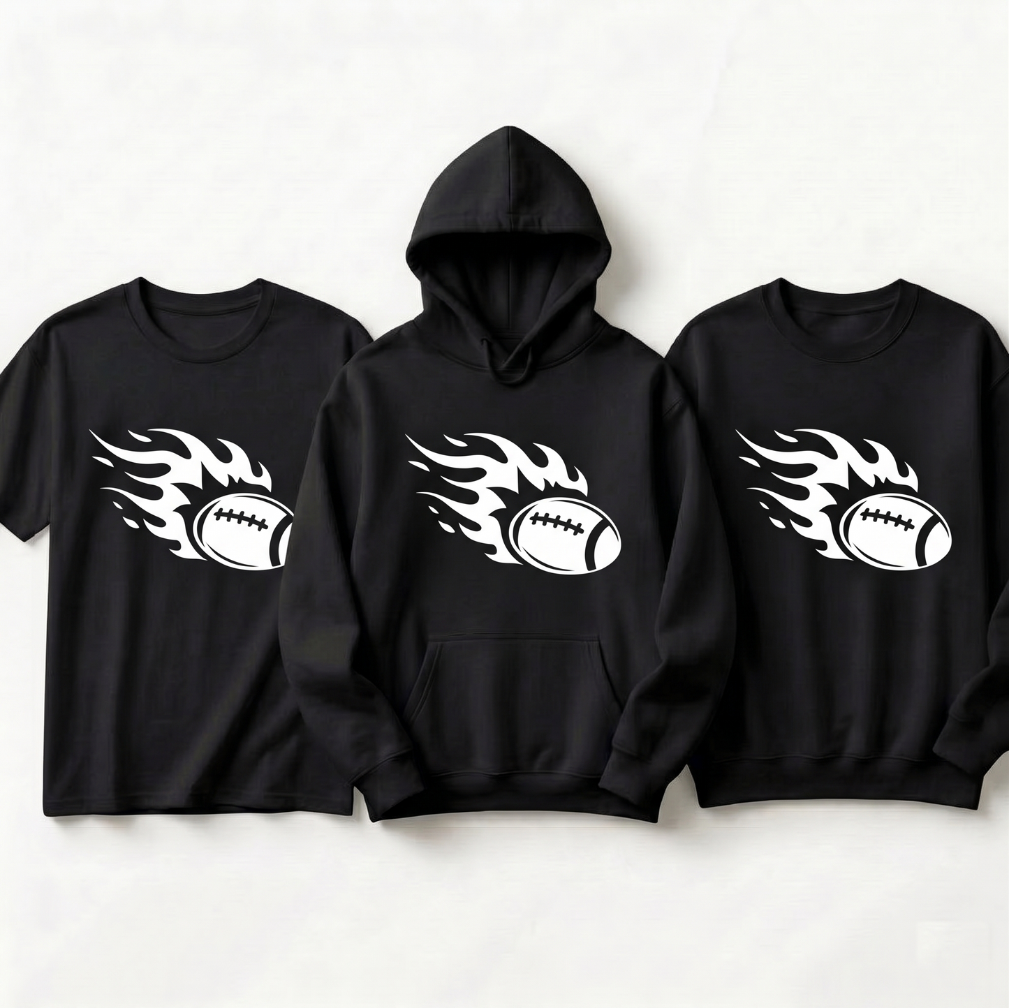 Custom Flaming Football Hoodie, Personalized Football Fire Shirt, Game Day Sweatshirt, Football Player Gift, Custom Team Spirit Apparel