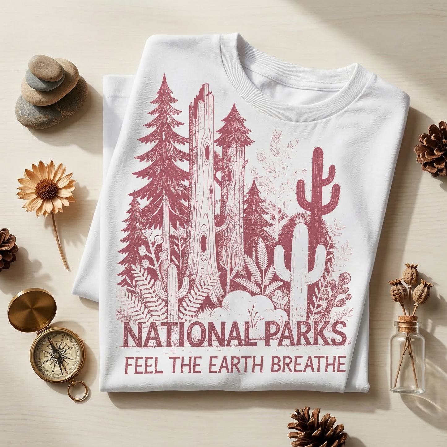 National Parks Shirt | Feel The Earth Breathe Graphic Tee | Vintage Botanical Nature T-Shirt | Granola Girl Camping Hiking Apparel