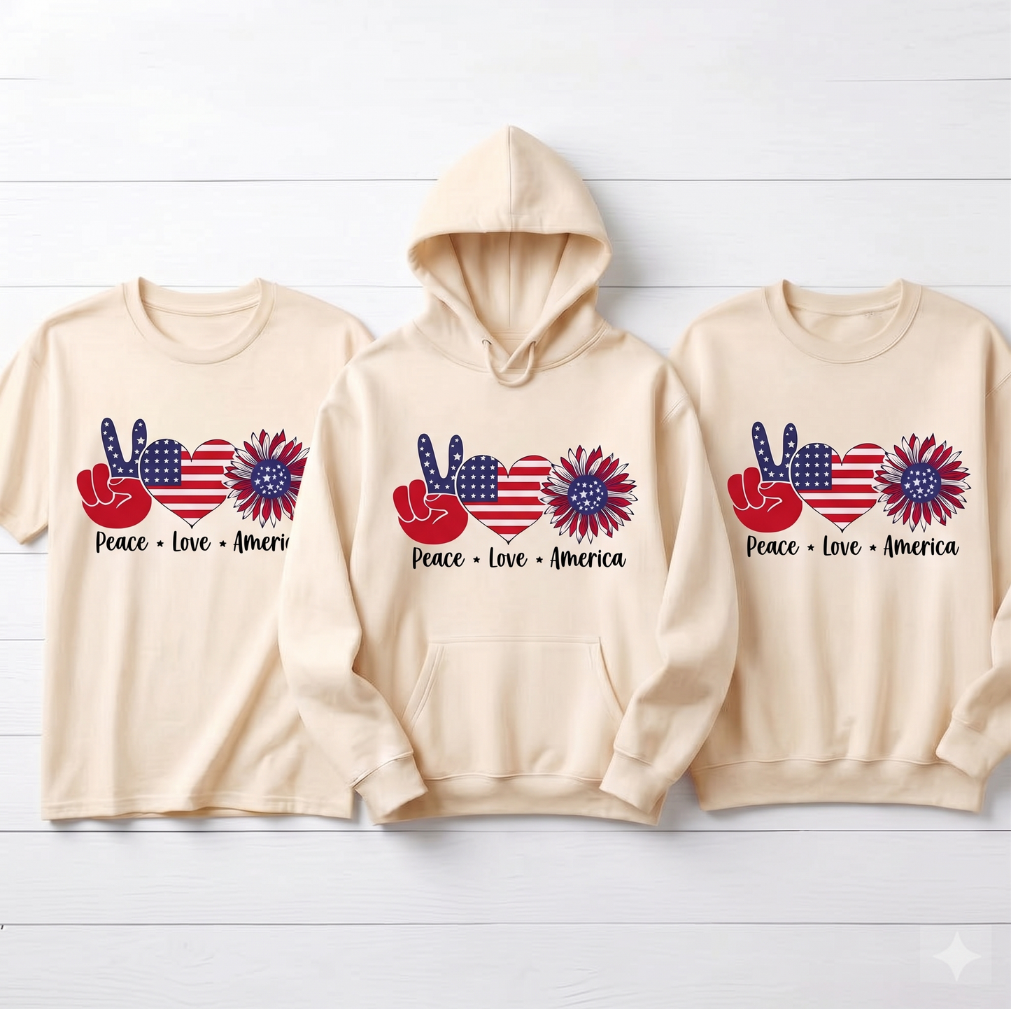 Custom Peace Love America Shirt, Retro Patriotic 4th of July Hoodie, Personalized Independence Day Sweatshirt