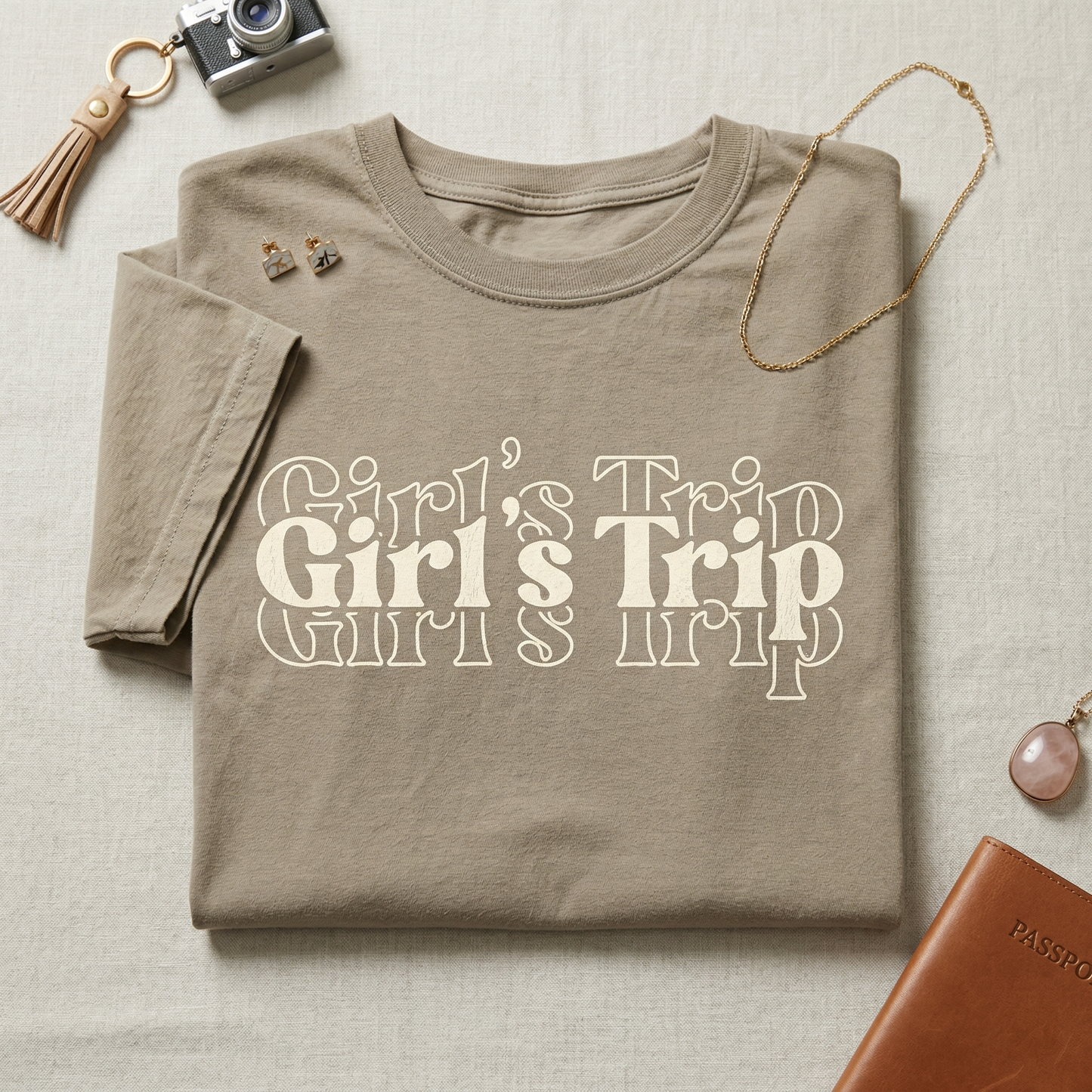 Custom Girl's Trip Shirt, Retro Bachelorette Party Tee, Personalized Weekend Getaway Shirt, 70s Style Group Travel Top