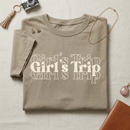 Custom Girl's Trip Shirt, Retro Bachelorette Party Tee, Personalized Weekend Getaway Shirt, 70s Style Group Travel Top