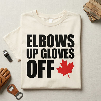 Custom Hockey Hoodie, Elbows Up Gloves Off Sweatshirt, Personalized Canada Hockey Pullover, Funny Hockey Player Gift, Vintage Sports Hoodie