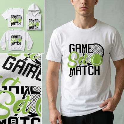 Custom Game Set Match Tennis Shirt, Personalized Tennis Mom Hoodie, Retro Tennis Ball Sweatshirt, Tennis Player Gift, Game Sports Apparel