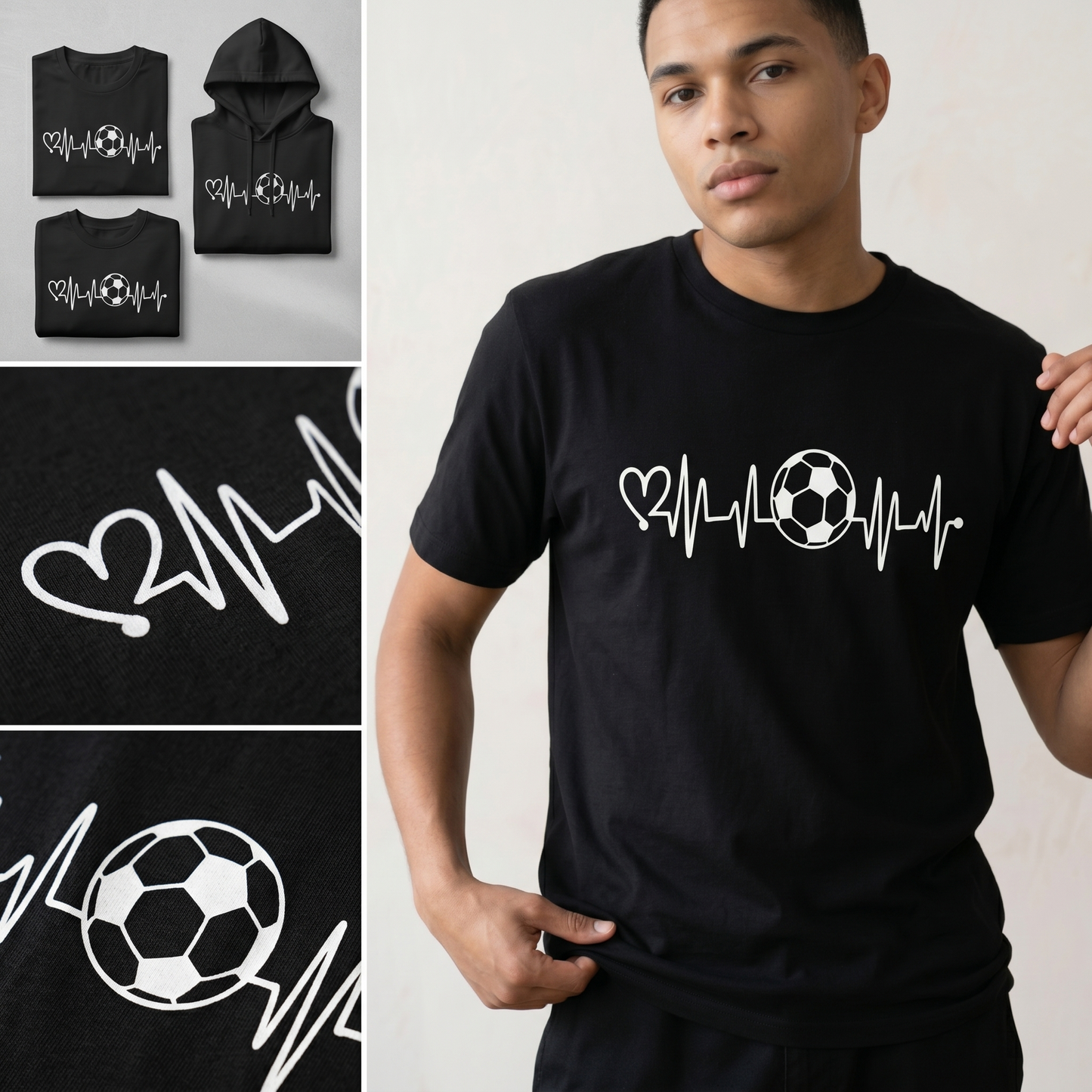 Soccer Heartbeat Shirt with Custom Name, Personalized Soccer Life Hoodie, Football Sweatshirt, Soccer Player Gift, Customized Team Apparel