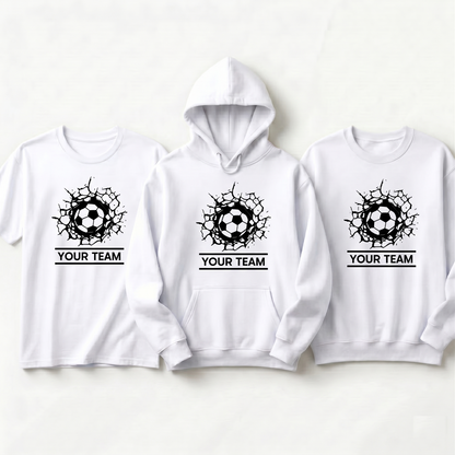 Custom Soccer Team Shirts, Personalized Soccer Hoodie, Cracked Wall Soccer Sweatshirt, Custom Team Spirit Apparel, Matching Soccer Team Gear