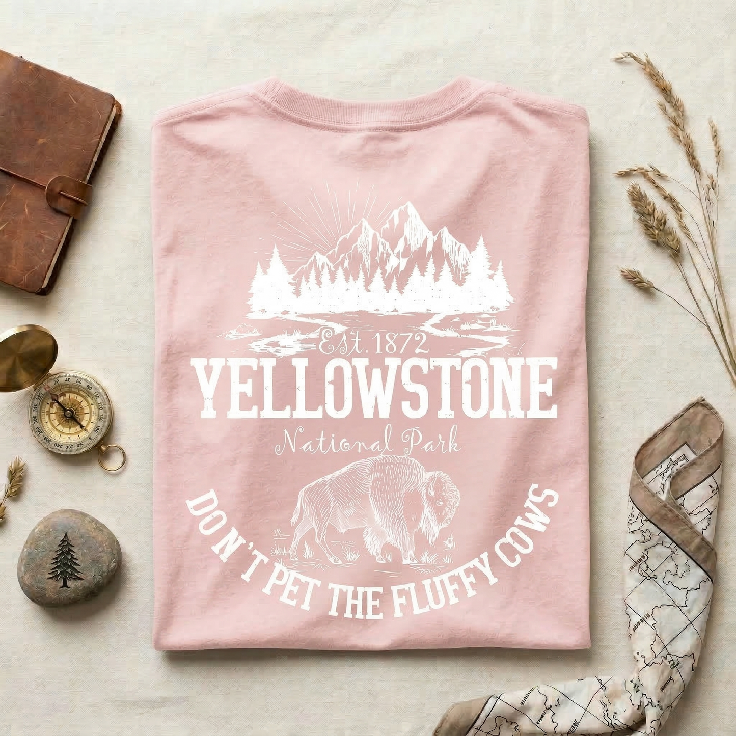 Funny Yellowstone Shirt | Don't Pet The Fluffy Cows Bison Tee | Vintage National Park T-Shirt | Hiking Camping Apparel | Outdoorsy Gift