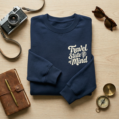 Custom Travel State of Mind Hoodie, Personalized Adventure Sweatshirt, Retro Wanderlust Hoodie, Travel Lover Gift, Custom Vacation Pullover