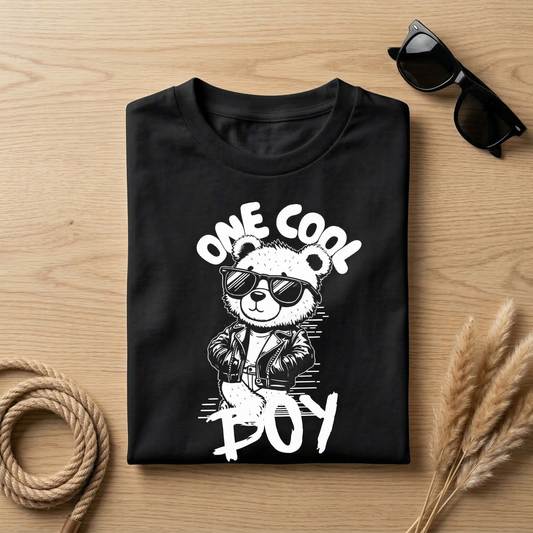 One Cool Boy Shirt, Cool Teddy Bear Toddler Tee, Kids Retro Graphic T-Shirt, Funny Boy Birthday Gift, Edgy Kids Clothes, Skater Bear Boy Top