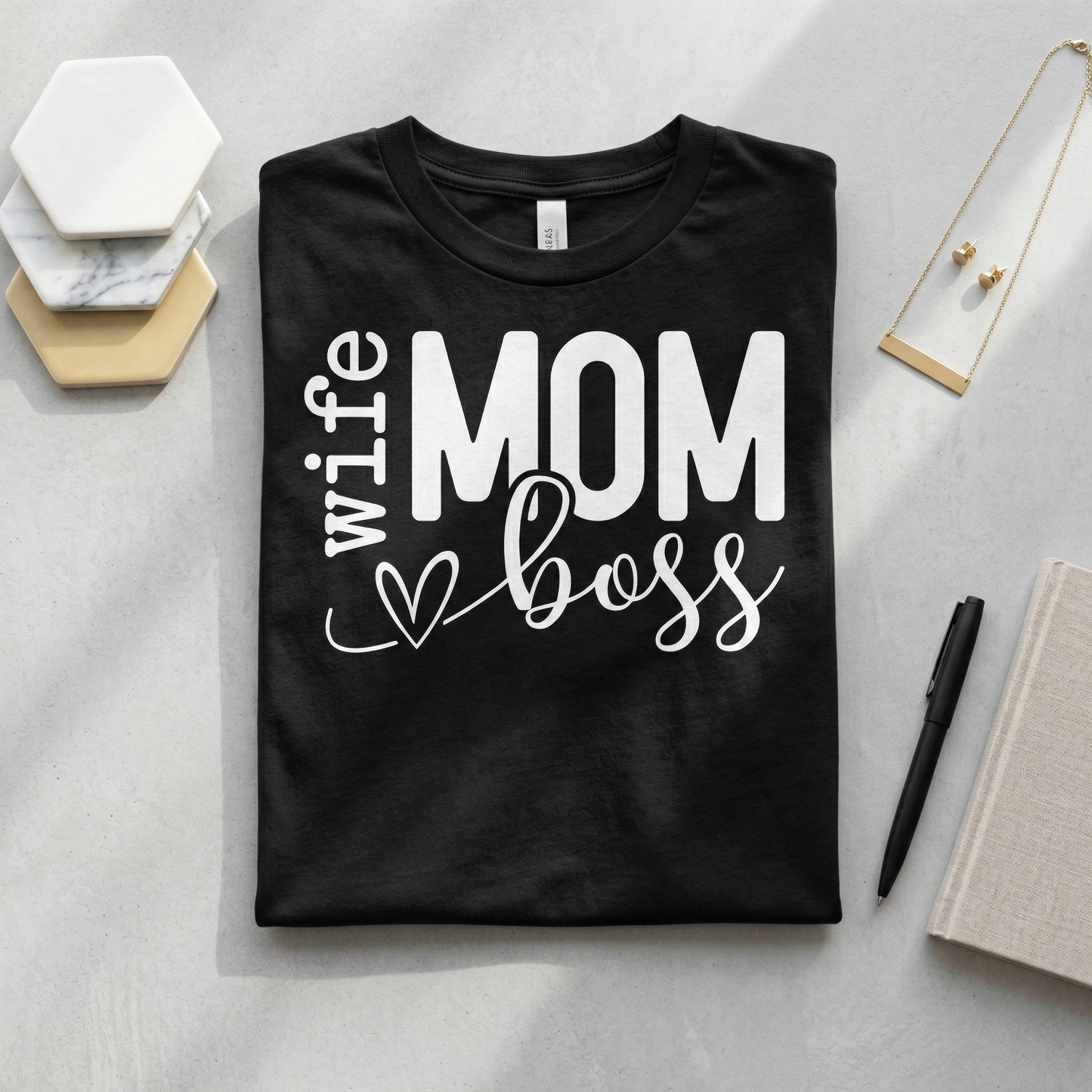 Wife Mom Boss Sweatshirt, Forest Green Crewneck, Gift for Her, Mother's Day Shirt, Working Mom Sweater, Everyday Casual Pullover