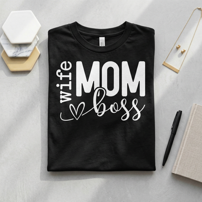 Wife Mom Boss Sweatshirt, Forest Green Crewneck, Gift for Her, Mother's Day Shirt, Working Mom Sweater, Everyday Casual Pullover