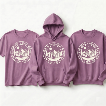 Custom Mountain Memories 2025 Family Vacation Shirts, Personalized Mountain Trip Matching Hoodies, 2026 Family Reunion Sweatshirts