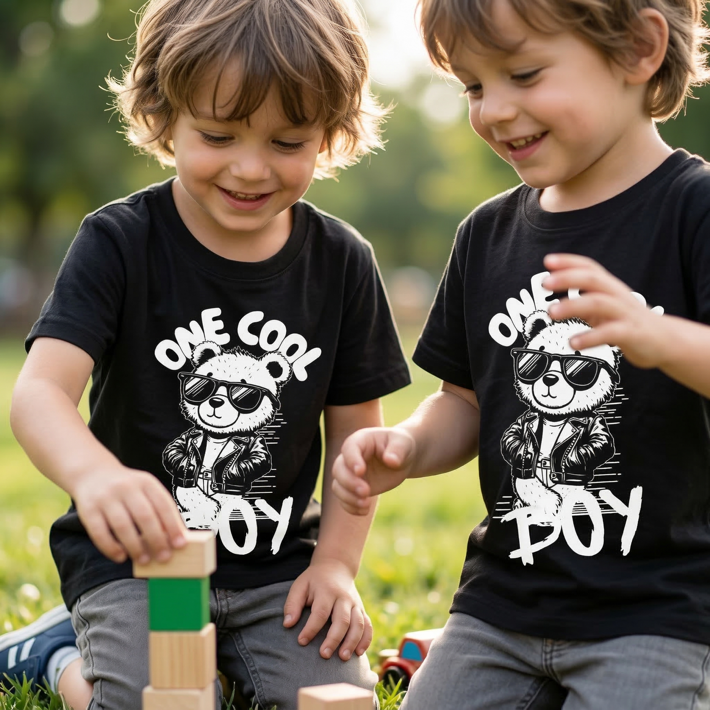 One Cool Boy Shirt, Cool Teddy Bear Toddler Tee, Kids Retro Graphic T-Shirt, Funny Boy Birthday Gift, Edgy Kids Clothes, Skater Bear Boy Top
