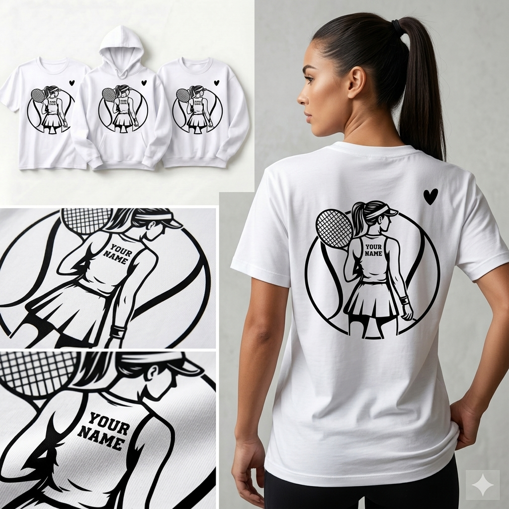Custom Tennis Name Sweatshirt, Personalized Tennis Player Girl Crewneck, Tennis Lover Gift for Her, Custom Sports Name Pullover