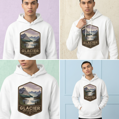 Custom Glacier National Park Shirt, Vintage Glacier Hoodie, Retro Montana Nature Sweatshirt, Personalized Hiking Gift, Mountain Badge Tee