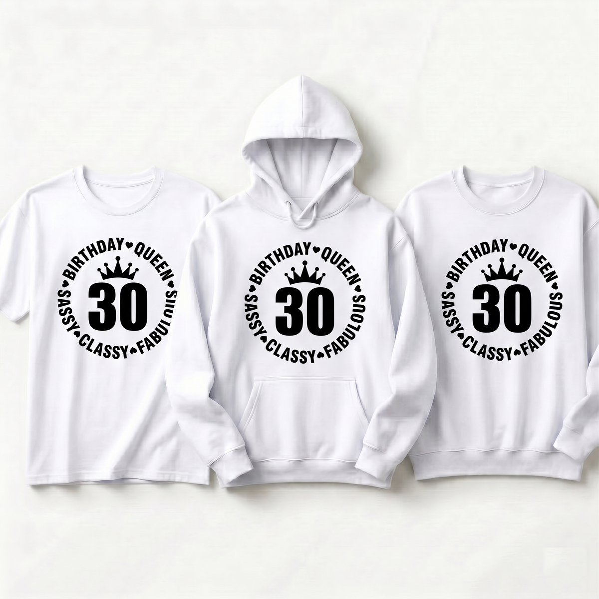 Custom 30th Birthday Queen Shirt, Sassy Classy Fabulous Hoodie, Personalized Milestone Birthday Sweatshirt, Custom Age Gift For Her
