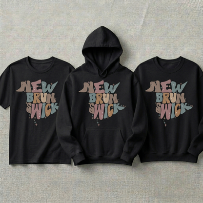 Custom New Brunswick Hoodie and Sweatshirt, Retro New Brunswick T-shirt, Aesthetic Canada Province Apparel, Personalized New Brunswick Gift