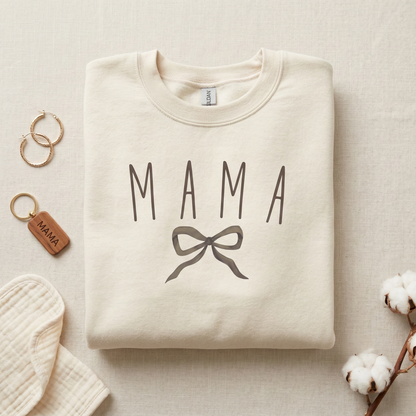 Mama Bow Sweatshirt, Minimalist Coquette Crewneck, Maroon Pullover for Mom