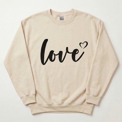 Minimalist Love Script T-Shirt, Hand-Lettered Heart Tee
