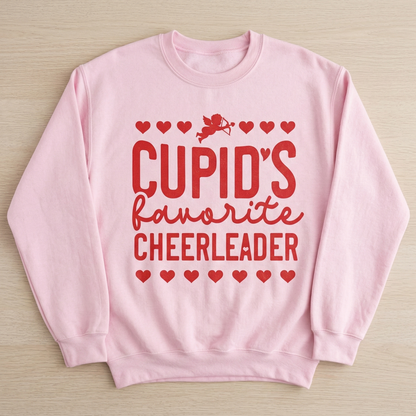 Cupid's Favorite Cheerleader Sweatshirt | Valentine's Day Cheer Shirt | Girls Cheerleading Pullover