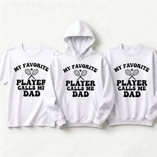 Custom Tennis Dad Sweatshirt, My Favorite Player Calls Me Dad Crewneck, Personalized Tennis Gift for Dad, Sports Dad Pullover