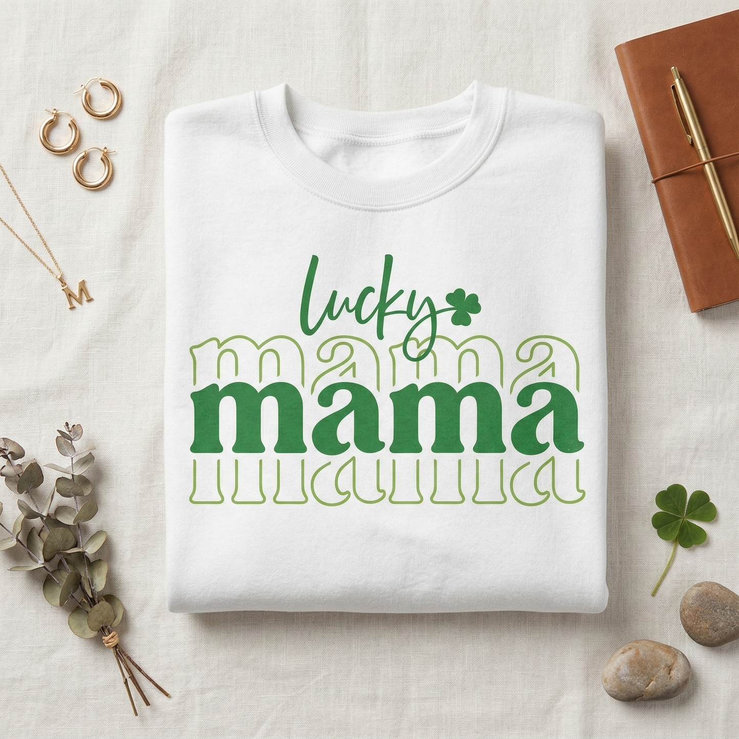 Lucky Mama Sweatshirt, St Patrick's Day Clover Crewneck, Irish Mom Apparel