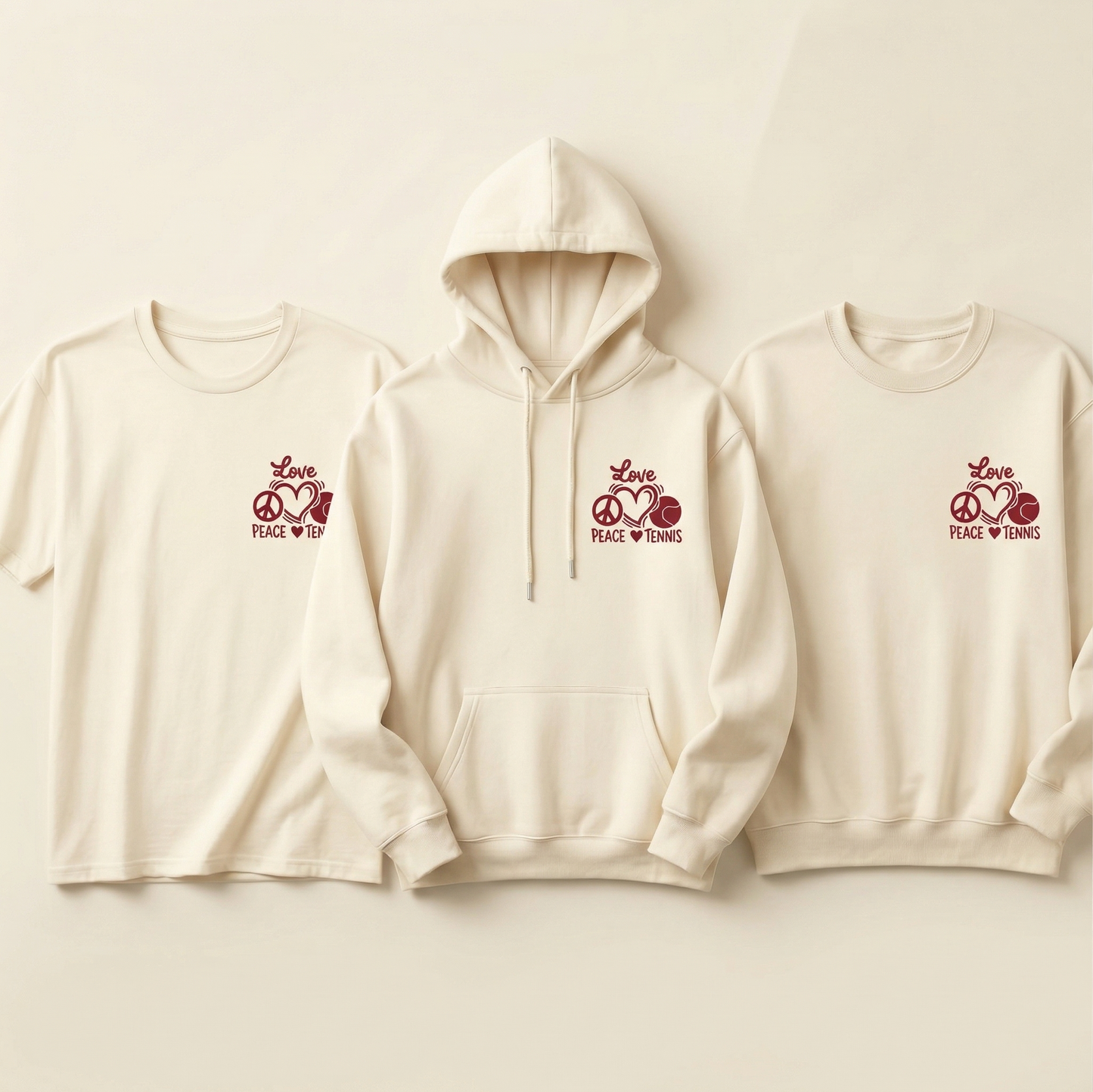 Custom Peace Love Tennis Shirt, Retro Tennis Hoodie, Personalized Tennis Lover Sweatshirt, Cute Sports Gift for Her, Tennis Team Apparel