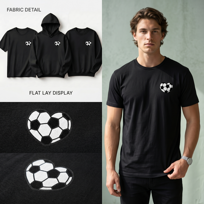 Custom Soccer Heart Apparel - Personalized Soccer Heart Hoodie, Sweatshirt, or T-Shirt - Custom Soccer Team Gift - Soccer Mom Hoodie