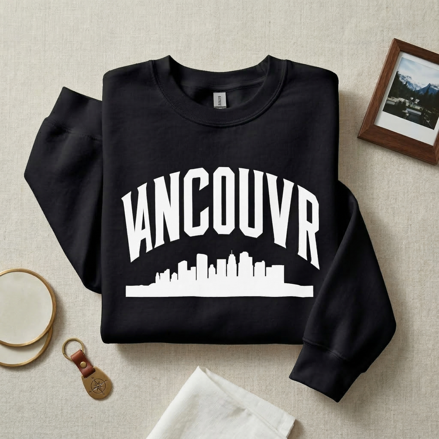 Vancouver Skyline Sweatshirt | Pastel Lavender Collegiate Crewneck | University Style City Pullover | Preppy BC Souvenir | Travel Apparel