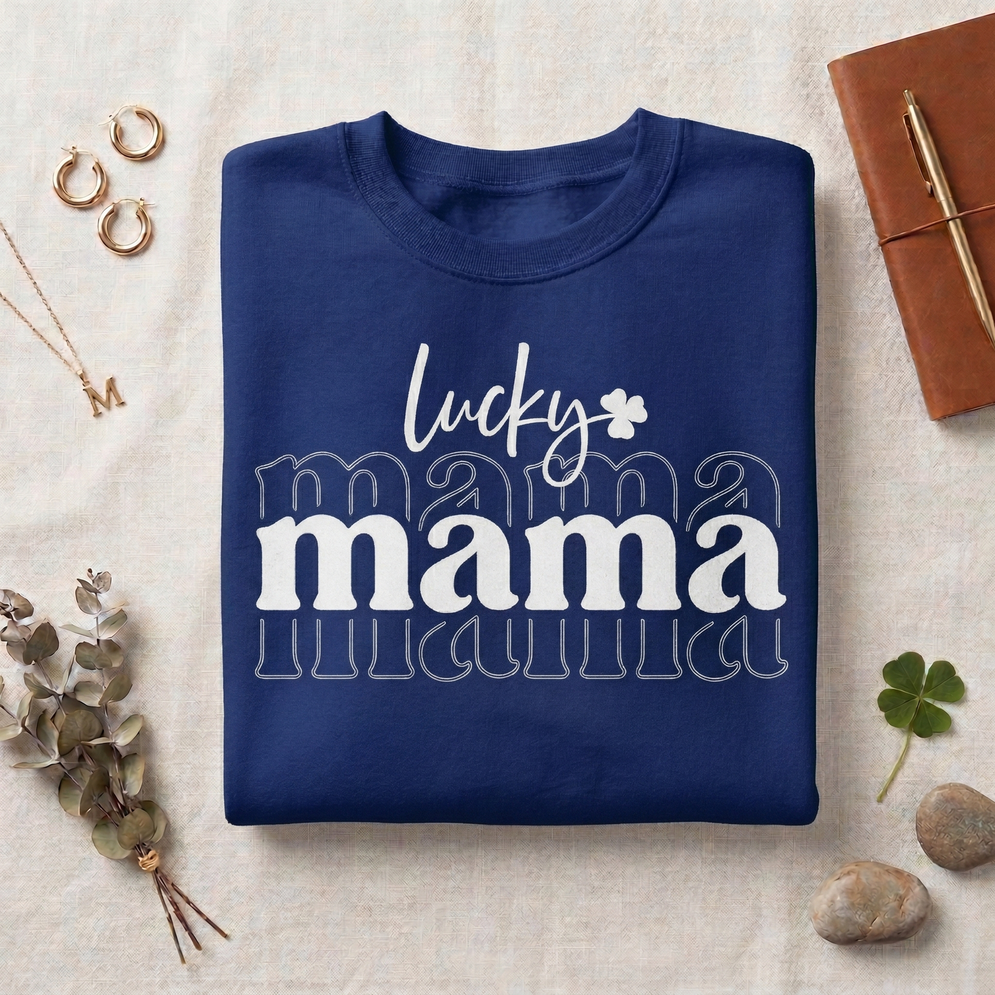 Lucky Mama Sweatshirt, St Patrick's Day Clover Crewneck, Irish Mom Apparel